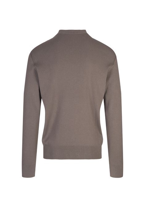 BOSS Maglione Regular Fit In Seta e Cotone Taupe - BOSS Vendite Flash