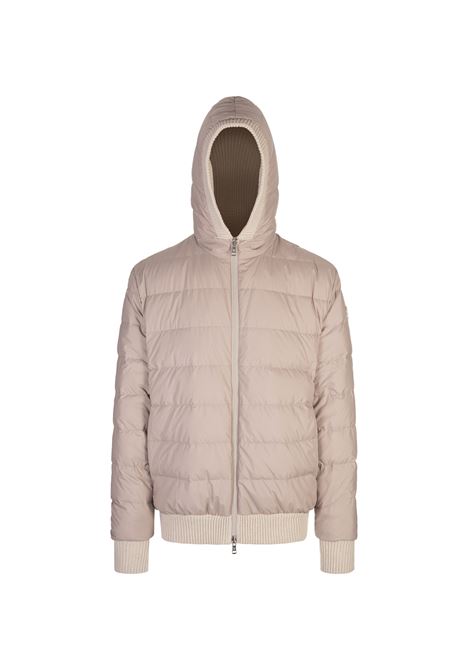 MONCLER Felpa Reversibile Con Zip e Cappuccio In Misto Lana Beige Chiaro - MONCLER In Linea
