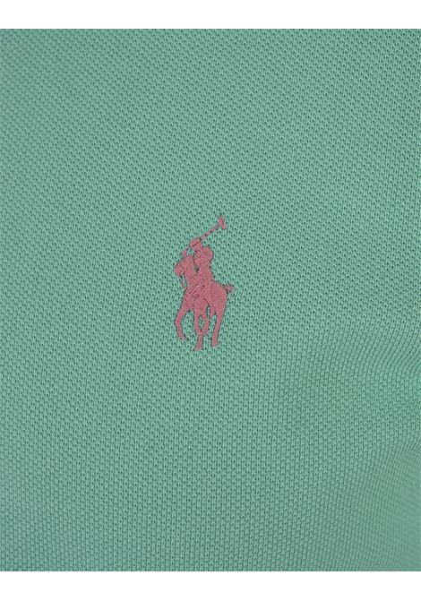 RALPH LAUREN Polo in Piquet Slim-Fit Verde Tramonto e Rosa - RALPH LAUREN Promozione