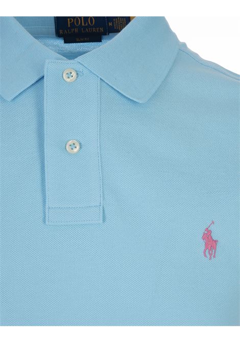 RALPH LAUREN Polo in Piquet Slim-Fit Turchese e Rosa - RALPH LAUREN Negozi Online