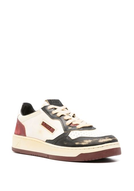 AUTRY Sneakers Medalist Low Super Vintage In Pelle Bianca Rossa e Nera - AUTRY Promozione Limitata