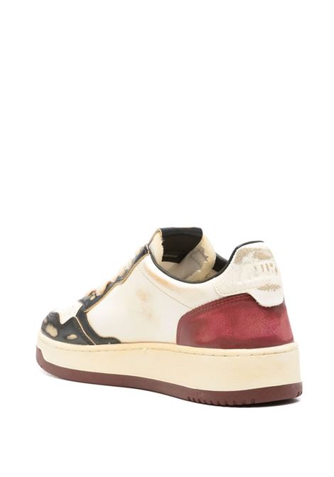 AUTRY Sneakers Medalist Low Super Vintage In Pelle Bianca Rossa e Nera - AUTRY Promozione Limitata