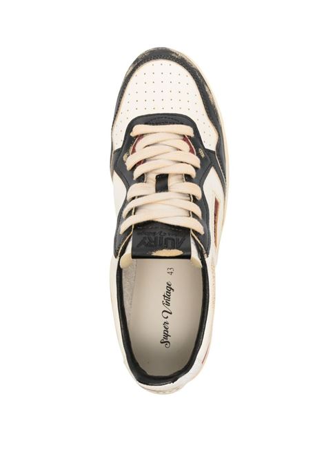 AUTRY Sneakers Medalist Low Super Vintage In Pelle Bianca Rossa e Nera - AUTRY Promozione Limitata