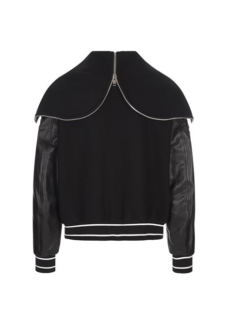 GIVENCHY Bomber Nero In Lana e Pelle Con Cappuccio - GIVENCHY Vendita Calda
