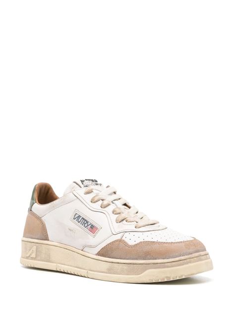 AUTRY Sneakers Medalist Super Vintage Bianche Con Inserti In Suede Verde e Cognac - AUTRY Negozio