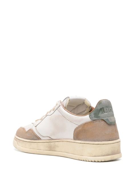 AUTRY Sneakers Medalist Super Vintage Bianche Con Inserti In Suede Verde e Cognac - AUTRY Negozio