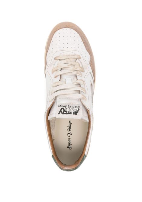 AUTRY Sneakers Medalist Super Vintage Bianche Con Inserti In Suede Verde e Cognac - AUTRY Negozio