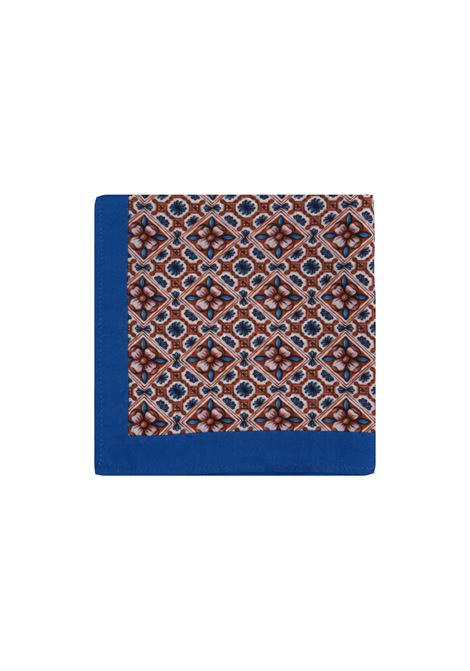 813 (OTTO TREDICI) Pochette In Seta Blu Con Fantasia Fiore Rossa - 813 (OTTO TREDICI)