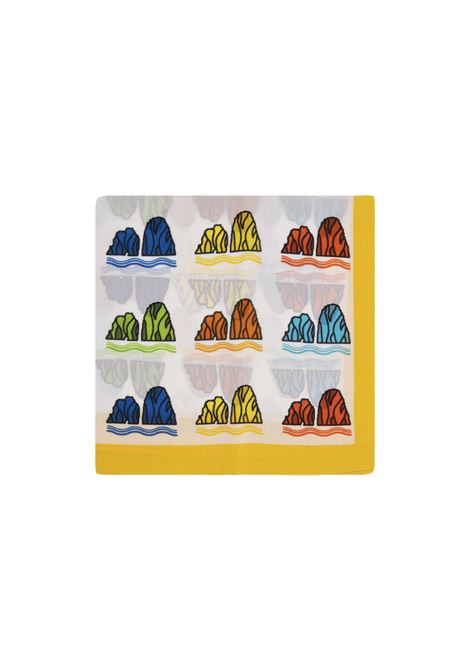 813 (OTTO TREDICI) Pochette In Seta Con Pattern Faraglioni in Giallo/Multicolore - 813 (OTTO TREDICI)