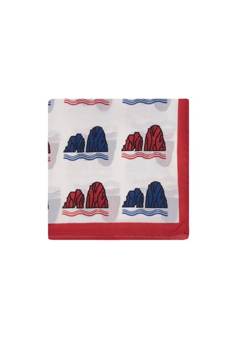 813 (OTTO TREDICI) Pochette In Seta Con Pattern Faraglioni Rosso e Blu - 813 (OTTO TREDICI)