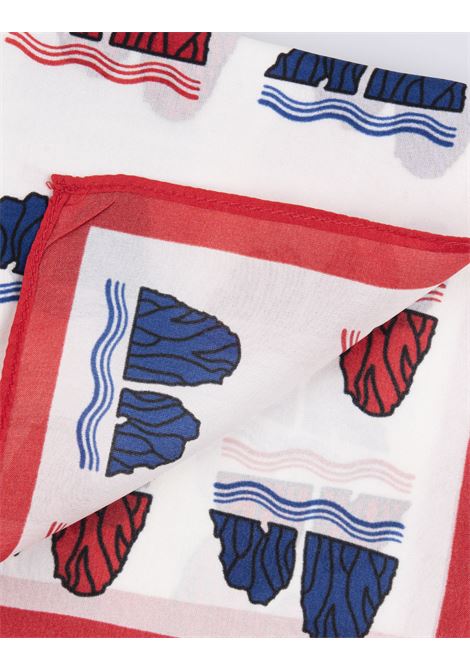 813 (OTTO TREDICI) Pochette In Seta Con Pattern Faraglioni Rosso e Blu - 813 (OTTO TREDICI) Qualità