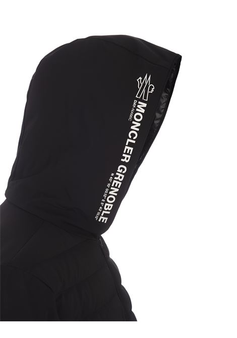 MONCLER GRENOBLE Felpa Imbottita Nera Con Zip e Stampa Logata - MONCLER GRENOBLE Negozi Online