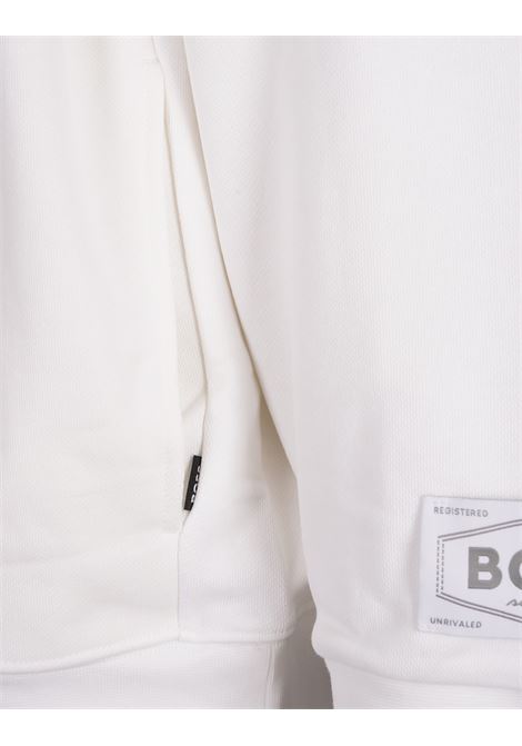 BOSS Felpa a Collo Alto Bianca Con Patch Logo - BOSS Sconto
