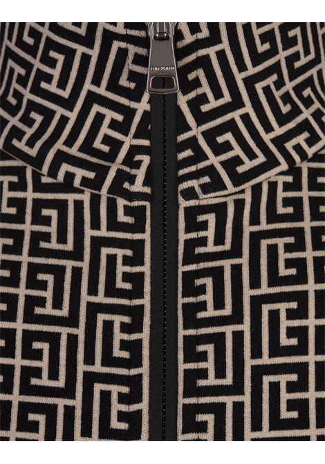 BALMAIN Bomber In Tessuto Monogram Avorio e Nero - BALMAIN Vendita Calda