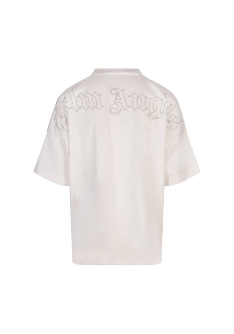 PALM ANGELS T-Shirt Bianca Con Monogram Ricamato - PALM ANGELS Negozio