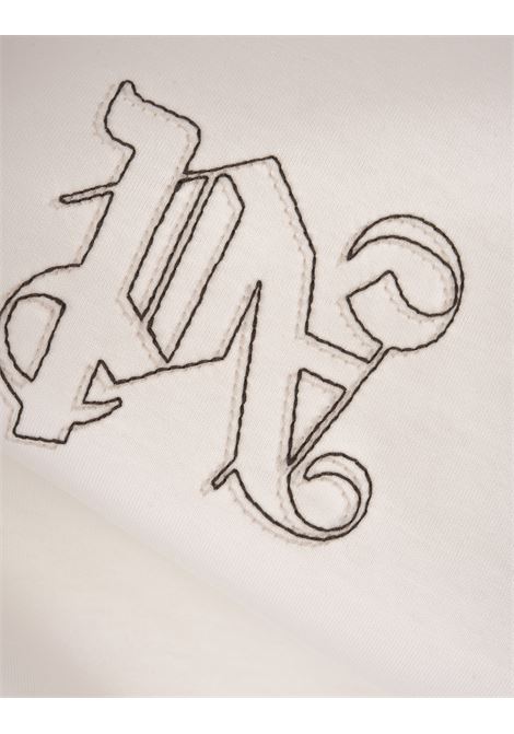 PALM ANGELS T-Shirt Bianca Con Monogram Ricamato - PALM ANGELS Negozio