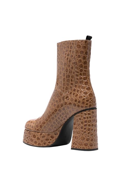 ETRO Stivaletti Platform In Pelle Stampata Marrone - ETRO Vendita