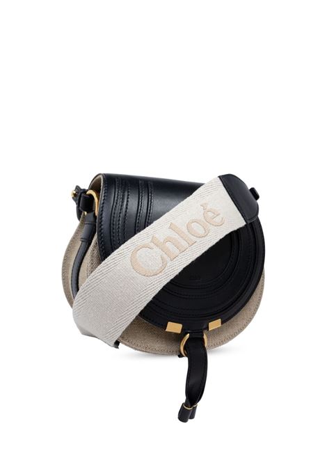 CHLOÉ Borsa Saddle Piccola Marcie In Lino e Pelle - CHLOÉ Sottocosto