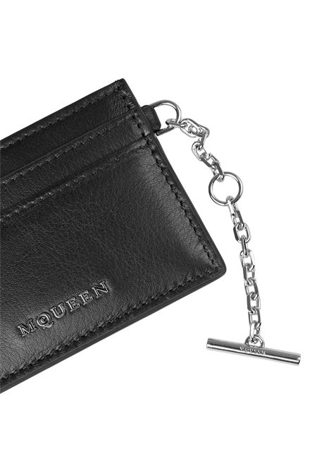 ALEXANDER MCQUEEN Portacarte Sling In Nero e Argento - ALEXANDER MCQUEEN Convenienza