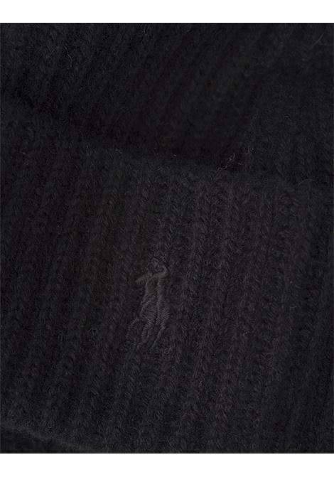 RALPH LAUREN Berretto Nero In Lana e Cashmere Con Pony Ricamato - RALPH LAUREN Offerta