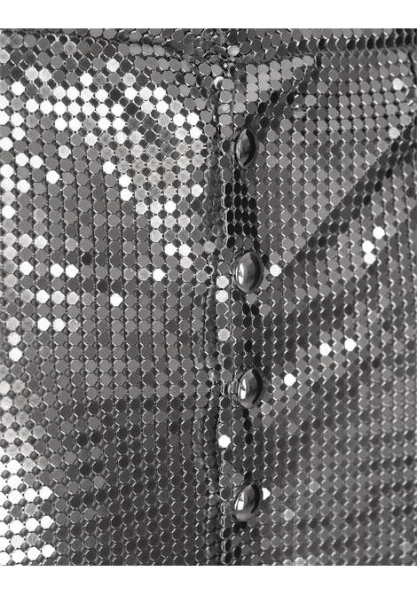 RABANNE Gonna Corta In Mesh Argento Con Anelli e Borchie - RABANNE Prezzo Ridotto
