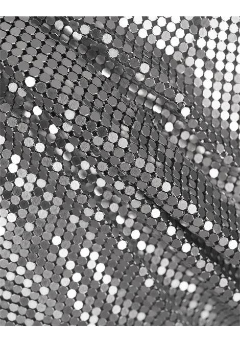 RABANNE Gonna Corta In Mesh Argento Con Anelli e Borchie - RABANNE Prezzo Ridotto
