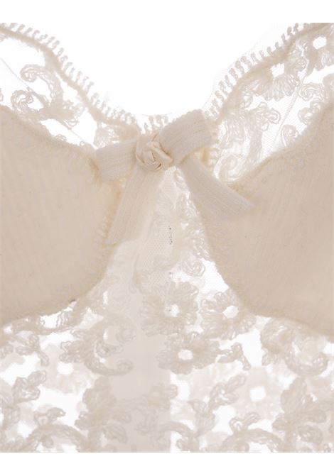 ERMANNO SCERVINO Top Bianco a Coste Con Pizzo Floreale - ERMANNO SCERVINO Convenienza