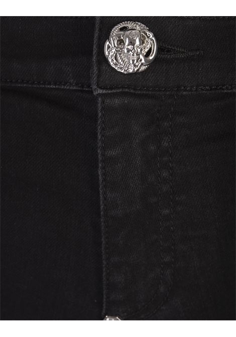 PHILIPP PLEIN Pantaloni Jegging Hexagon a Vita Alta In Denim Nero - PHILIPP PLEIN In Saldo