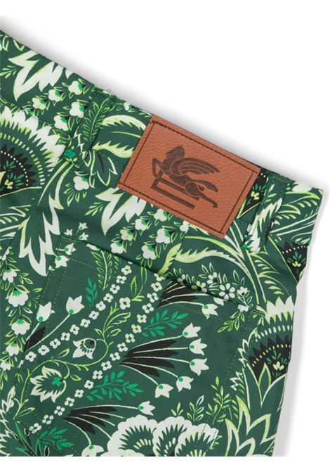 ETRO KIDS Shorts In Denim Verde Con Motivo Paisley - ETRO KIDS Promozione
