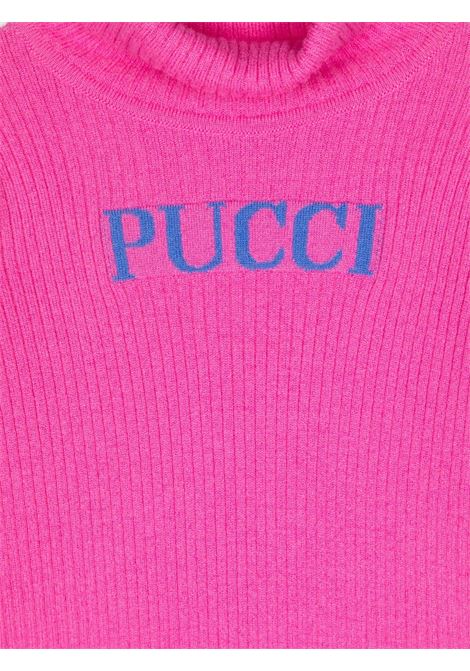 EMILIO PUCCI JUNIOR Maglione a Collo Alto Fucsia Con Logo - EMILIO PUCCI JUNIOR Fino Al -60%