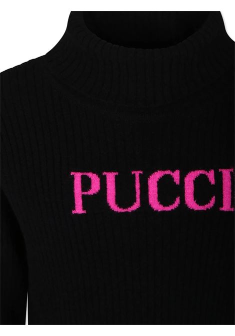 EMILIO PUCCI JUNIOR Maglione a Collo Alto Nero Con Logo - EMILIO PUCCI JUNIOR Shopping Online