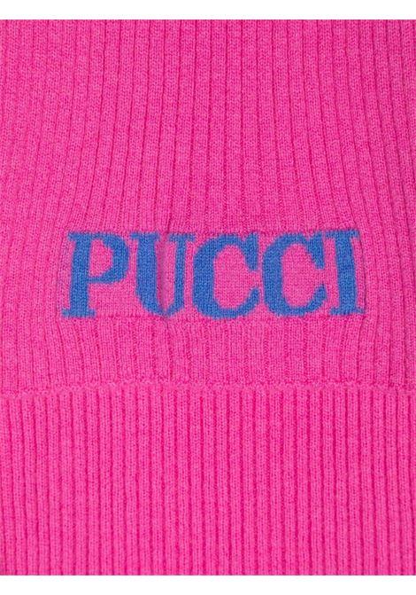 EMILIO PUCCI JUNIOR Sciarpa a Coste Fucsia Con Logo Azzurro - EMILIO PUCCI JUNIOR Sottocosto