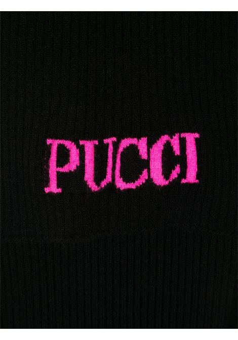 EMILIO PUCCI JUNIOR Sciarpa a Coste Nera Con Logo Fucsia - EMILIO PUCCI JUNIOR Convenienza