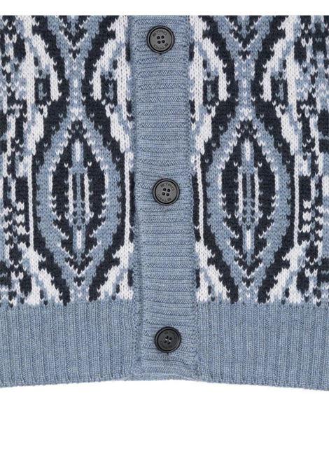 ETRO KIDS Cardigan In Lana Jacquard Azzurra Con Motivi Geometrici - ETRO KIDS Sconto