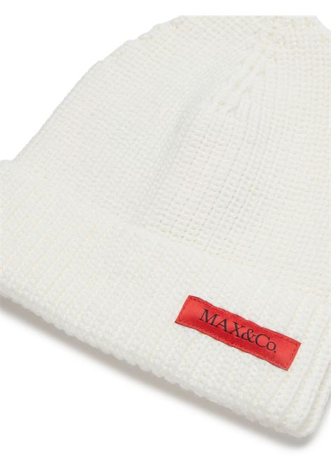 MAX&CO. KIDS Berretto Bianco Con Etichetta Logo - MAX&CO. KIDS In Vendita