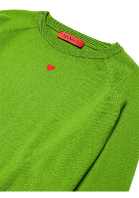 MAX&CO. KIDS Pullover In Lana Verde Con Cuore - MAX&CO. KIDS Moda