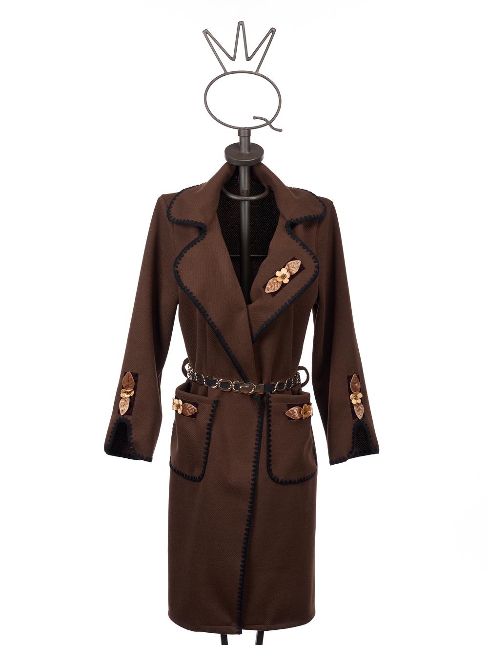 Save The Queen Cappotto marrone con bordi ricamati Online
