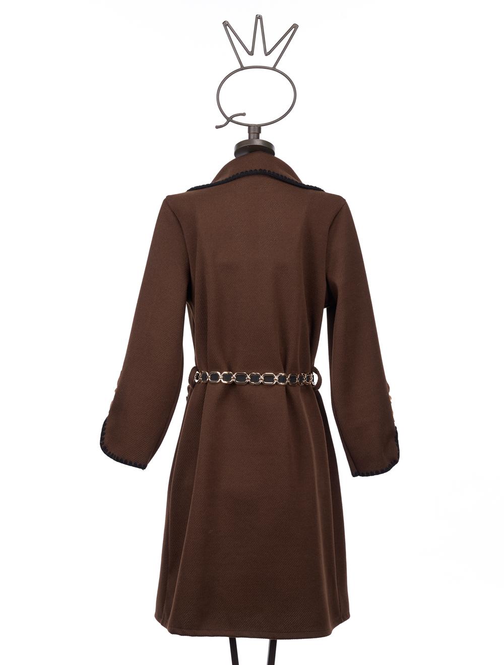 Save The Queen Cappotto marrone con bordi ricamati Online
