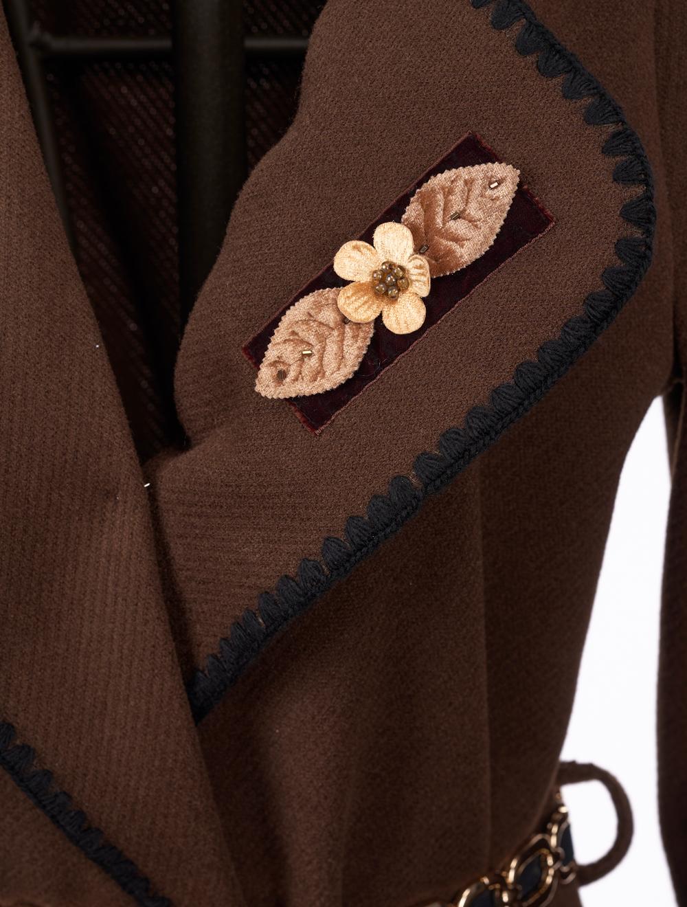Save The Queen Cappotto marrone con bordi ricamati Online