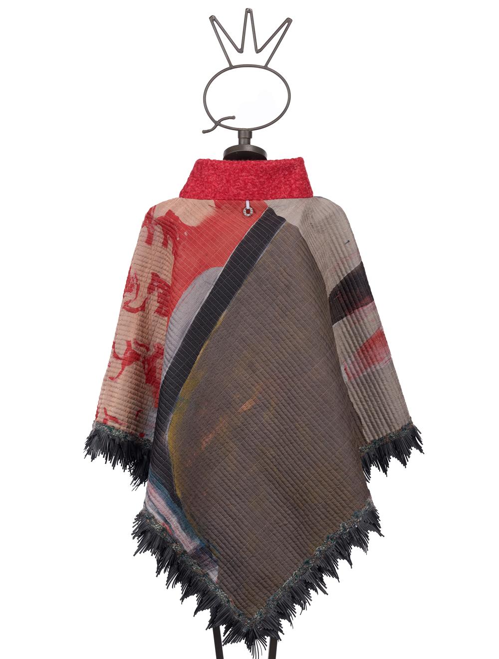 Save The Queen Poncho in seta con frange in ecopelle Vendita Calda