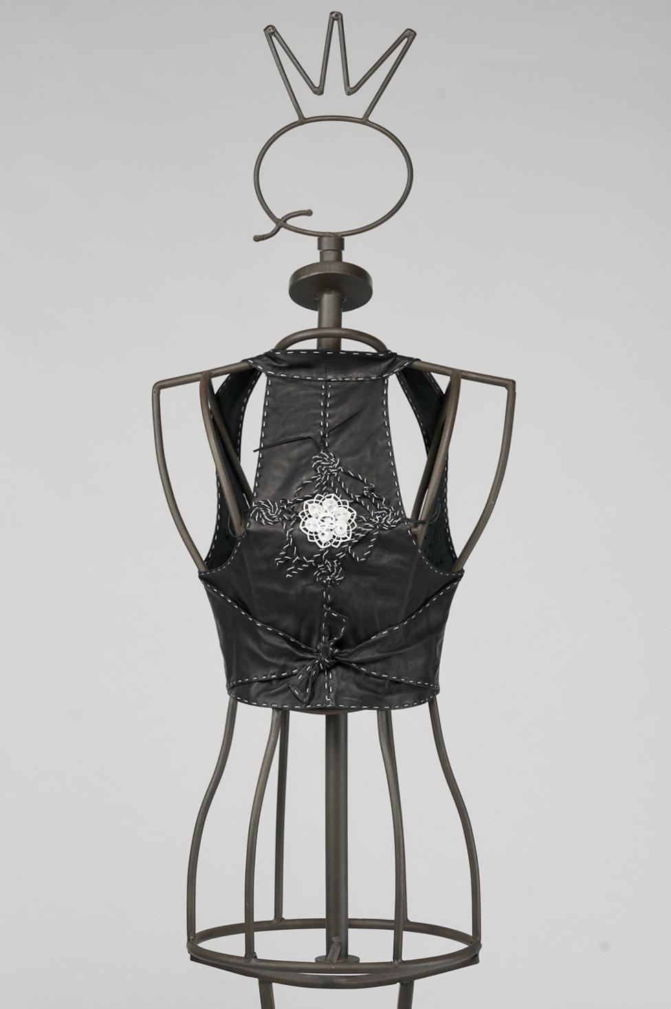 Save The Queen Gilet in vera pelle nera Italia