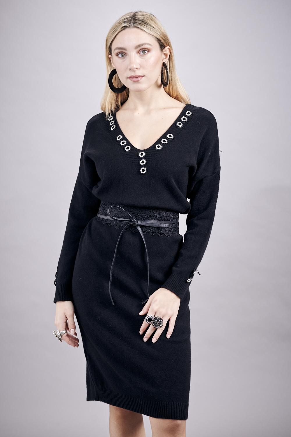 Save The Queen Abito in tricot nero