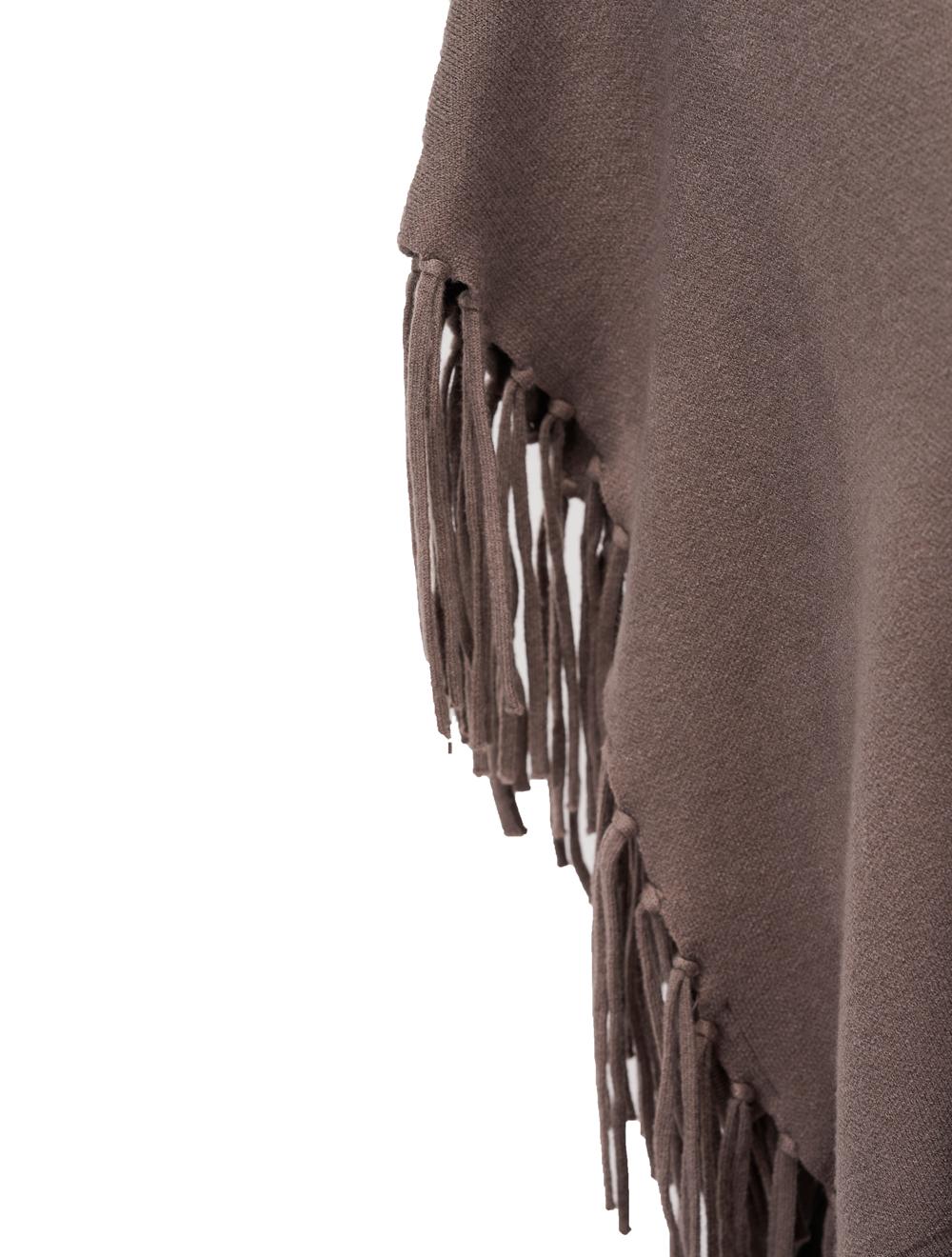 Save The Queen Maglia poncho color tortora in viscosa con applicazioni Qualità Garantita