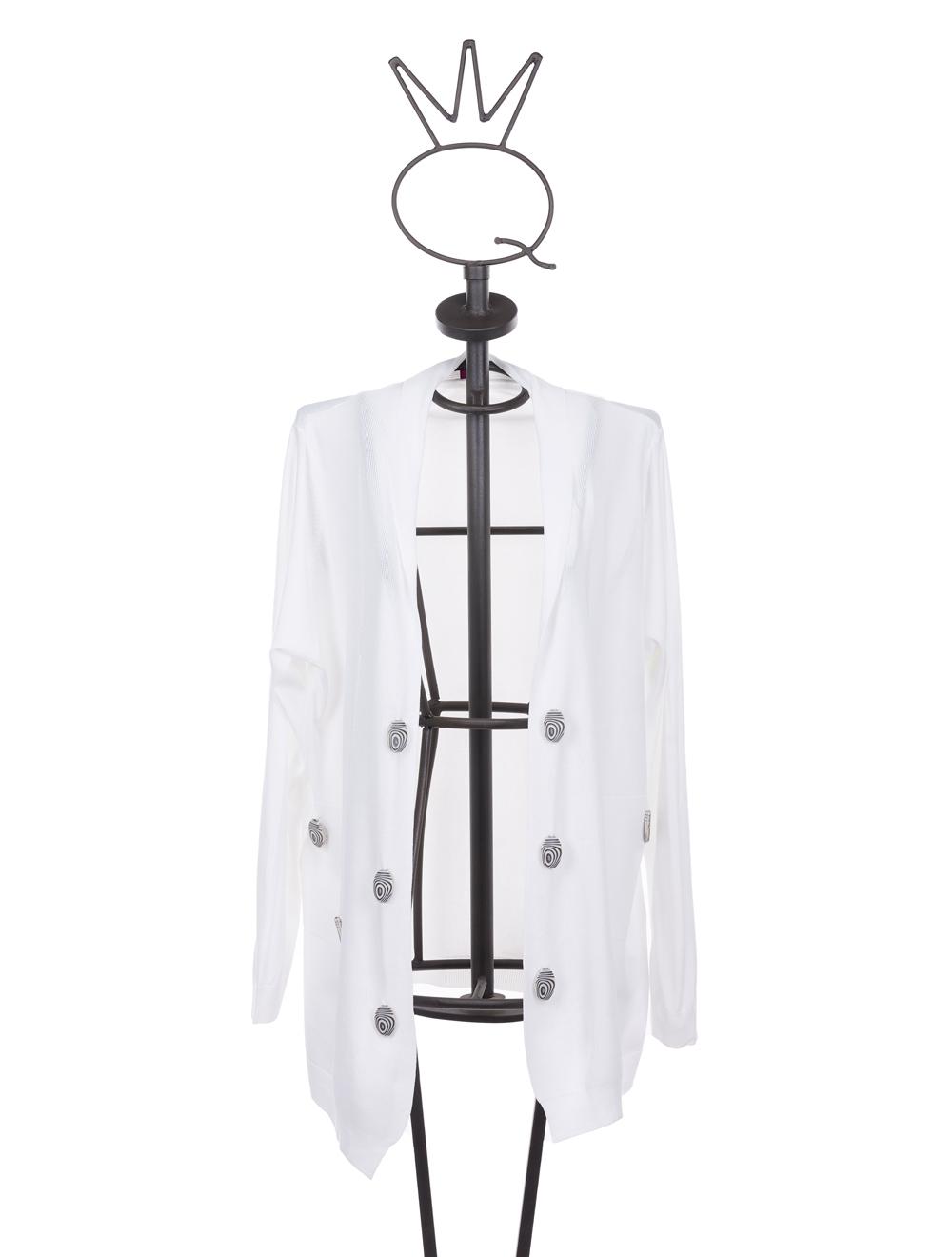 Save The Queen Cardigan bianco in viscosa con applicazioni Affare Del Giorno