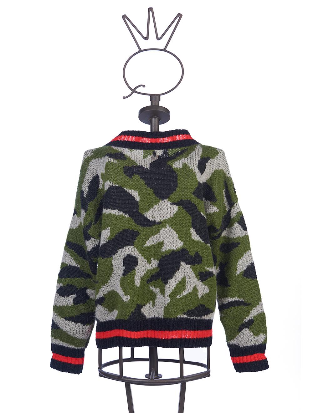 Save The Queen Maglia jacquard con disegno camouflage in lana mohair Convenienza