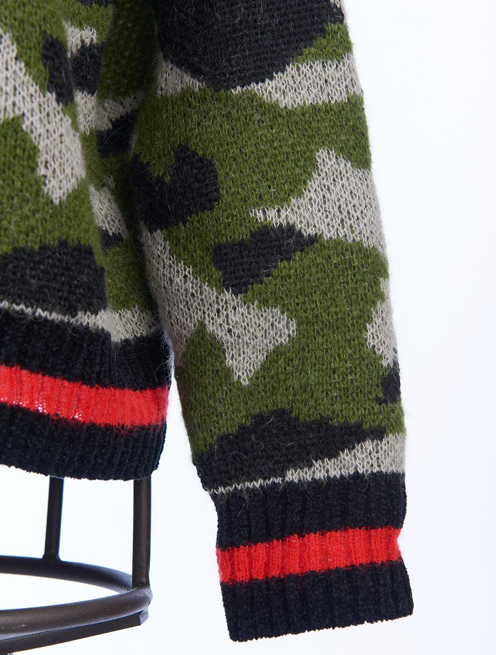 Save The Queen Maglia jacquard con disegno camouflage in lana mohair Convenienza