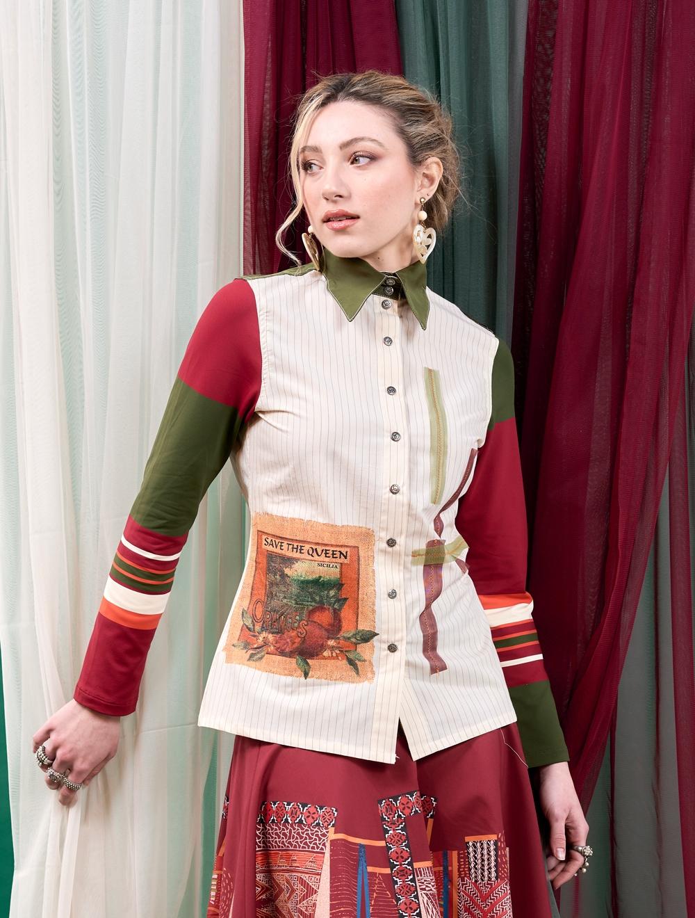 Save The Queen Camicia a righe con stampa In Vendita