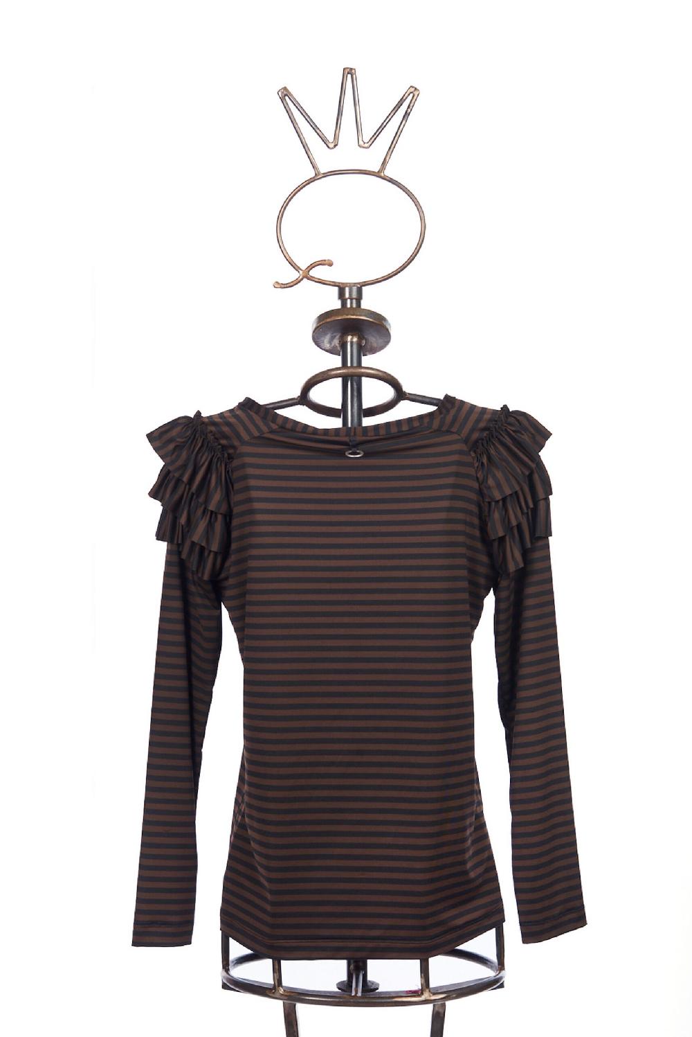 Save The Queen t-shirt a righe marroni e nere Nuova