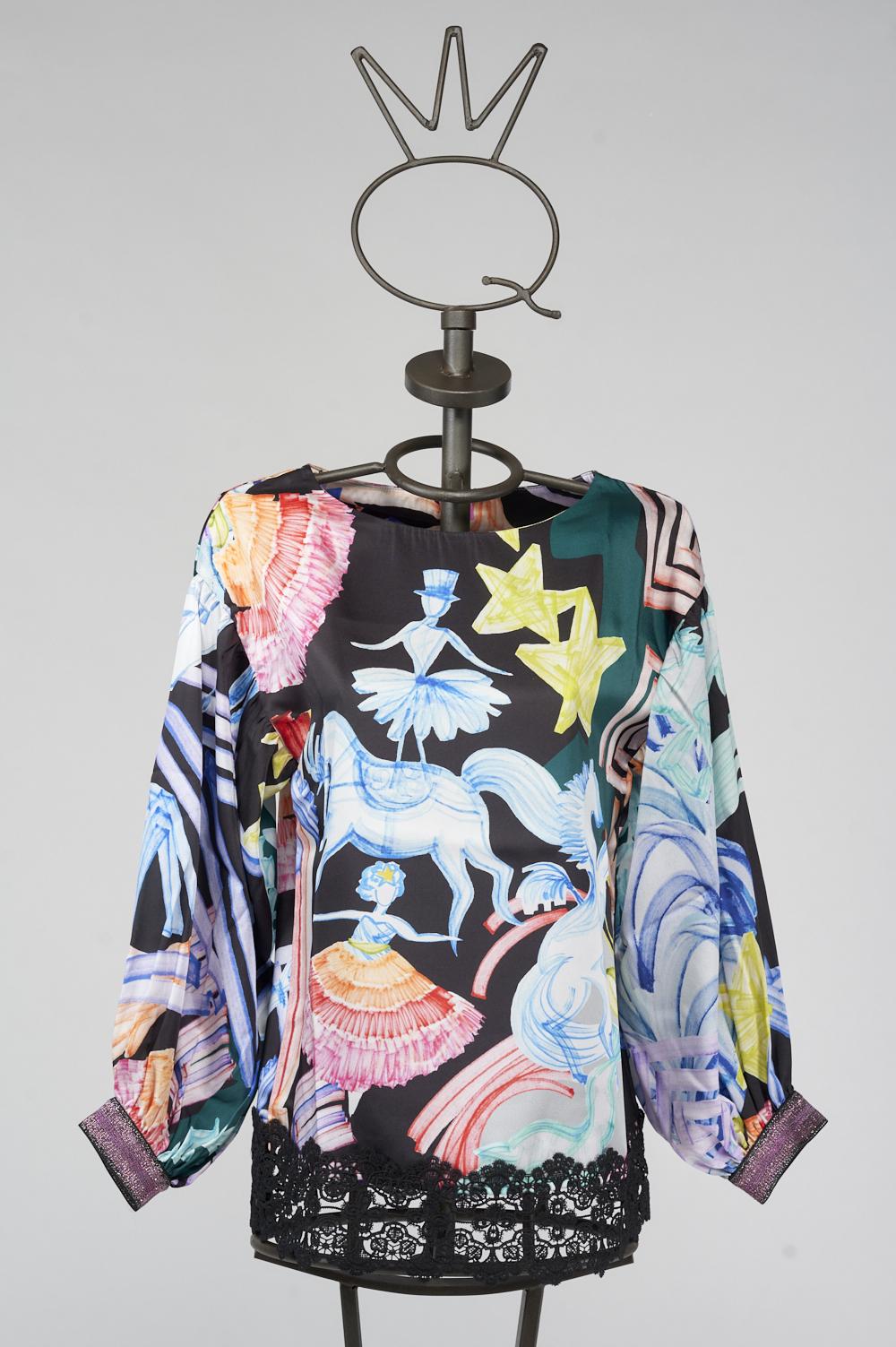 Save The Queen Blusa in raso con stampa dedicata al Circo Italy