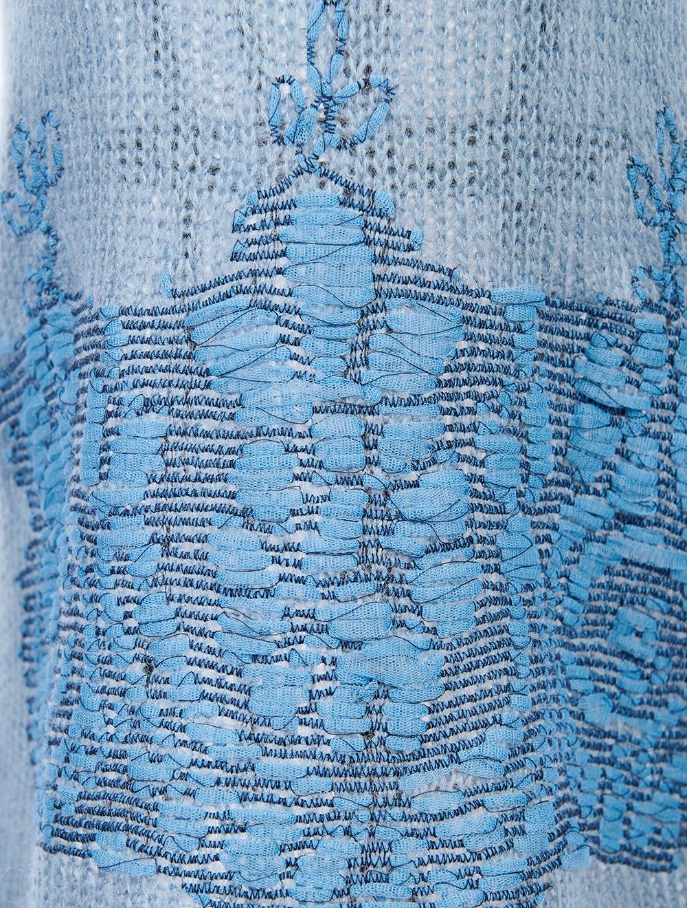 Save The Queen Tunica celeste in lana mohair con ricamo Saldi